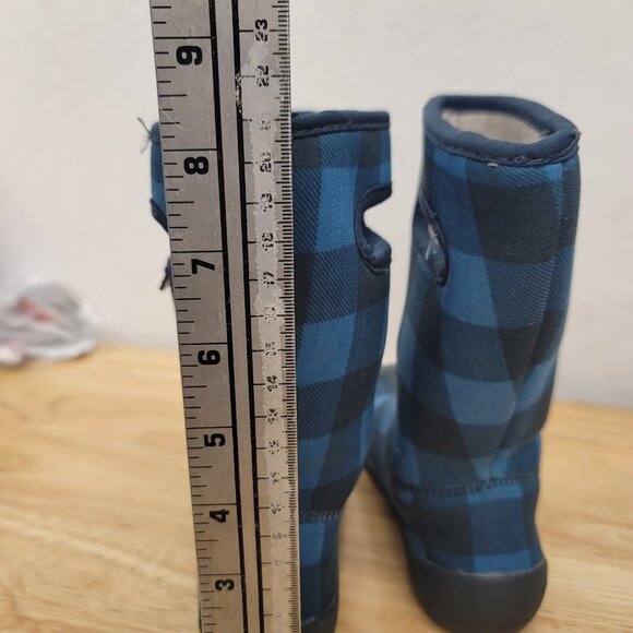 Bogs Blue Plaid Soft Kids Rain Boots Size 9 - Picture 5 of 9